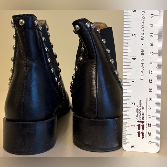 Zara Black Silver Studded Chelsea style slip on leather Ankle Booties women's 38 - Picture 6 of 10
